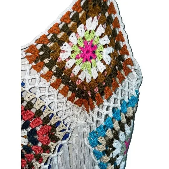 Boho “Adelina” Patchwork Hand Knit Crochet Tank - Picture 8 of 11